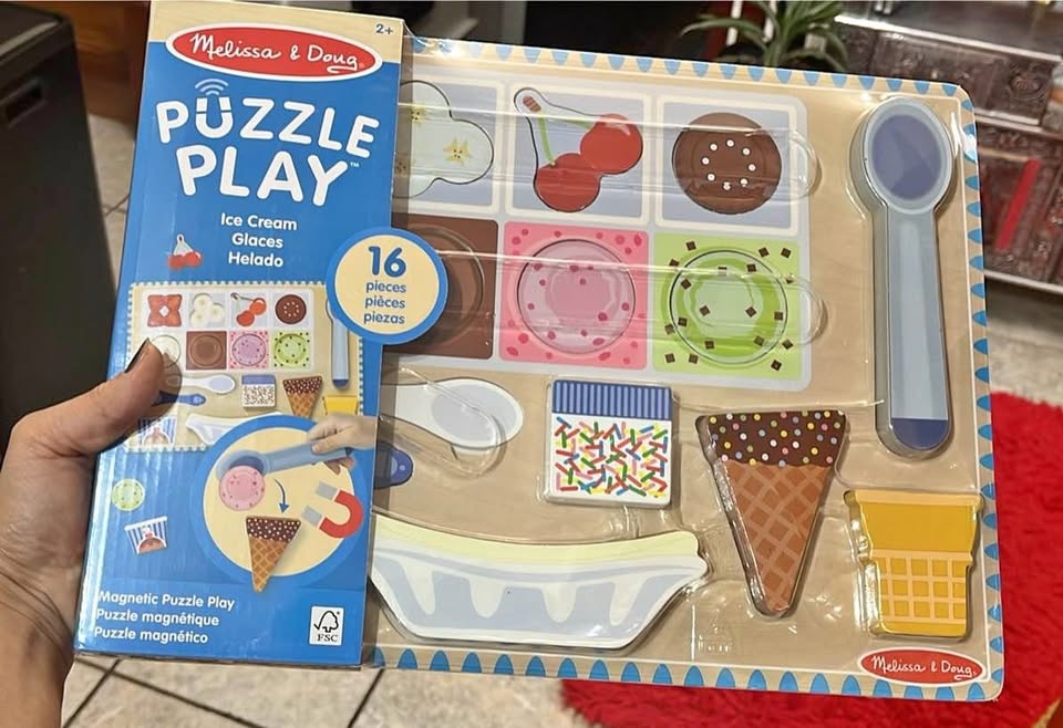 New -Melissa & Doug Ice Cream Wooden Magnetic Puzzle Play set