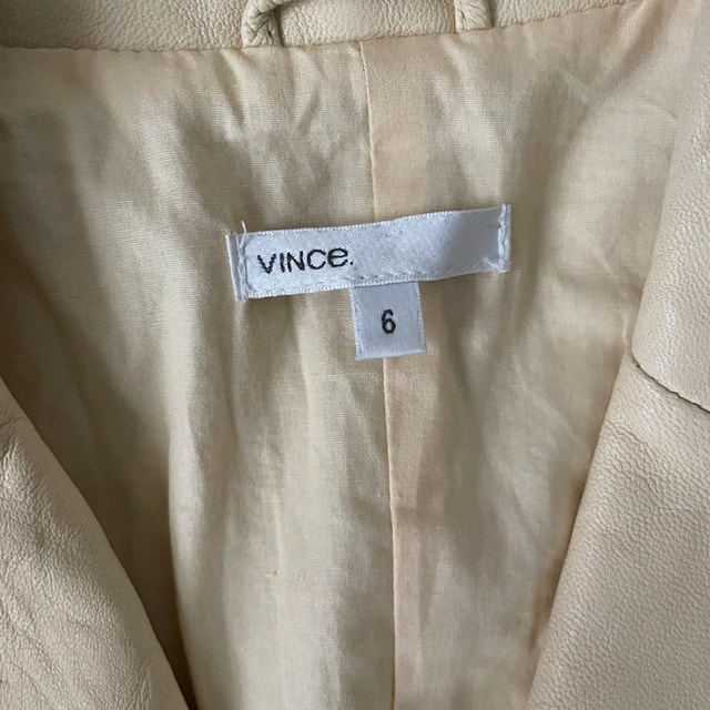 Vince Buttermilk Yellow Leather Blazer Jacket -Size 6 - photo 3