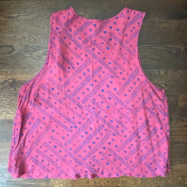Free People Pink and Blue Cut Out Look Through Tank Top-Medium - photo 3