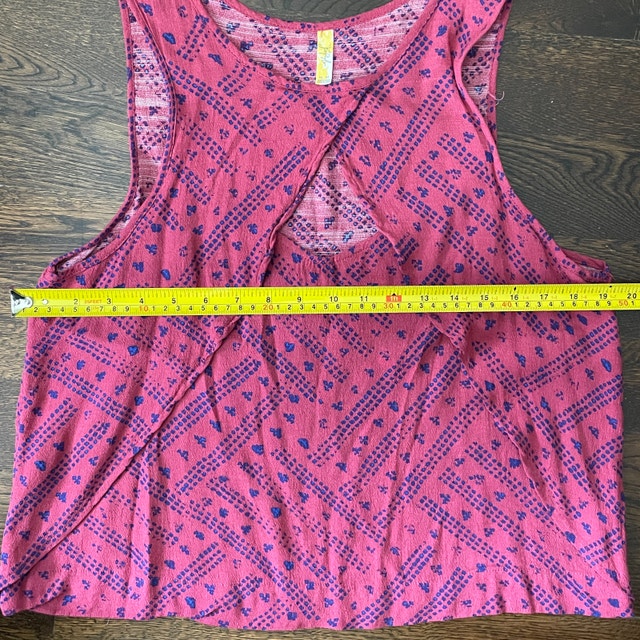 Free People Pink and Blue Cut Out Look Through Tank Top-Medium - photo 5