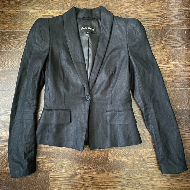 Black Linen Short Fitted Blazer-Sandra Angelozzi-Sz.2