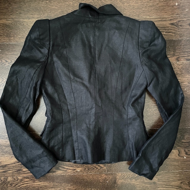 Black Linen Short Fitted Blazer-Sandra Angelozzi-Sz.2 - photo 4