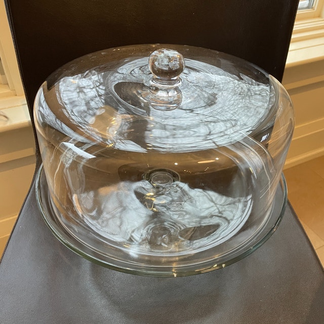 Vintage Super Large Clear Glass Cake Dome and Pedestal Platter - photo 2
