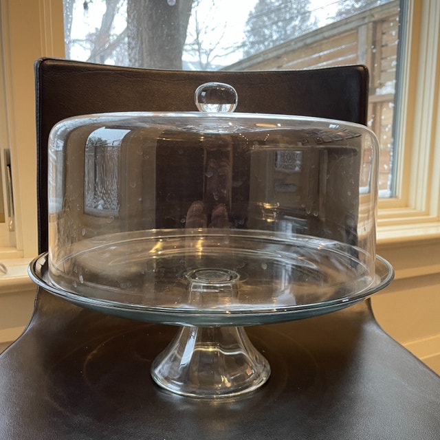 Vintage Super Large Clear Glass Cake Dome and Pedestal Platter - photo 3