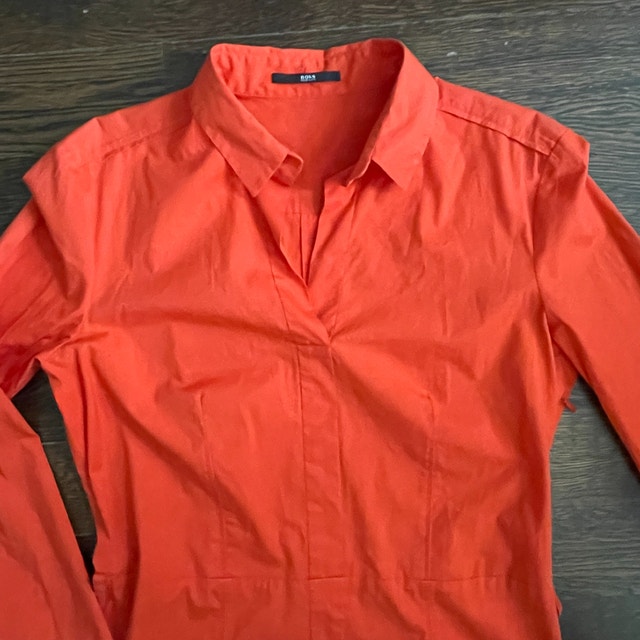 Hugo Boss Dashina3 Orange Cotton blend Shirt Dress-Size 6 - photo 5