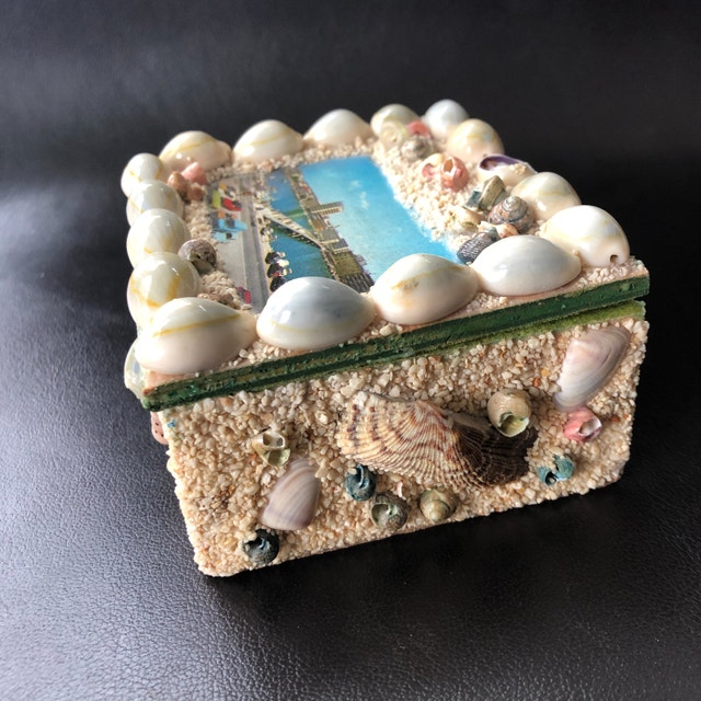 Vintage 50s trinket/jewelry box w/ picture Port Zadar Yugoslavia - photo 3