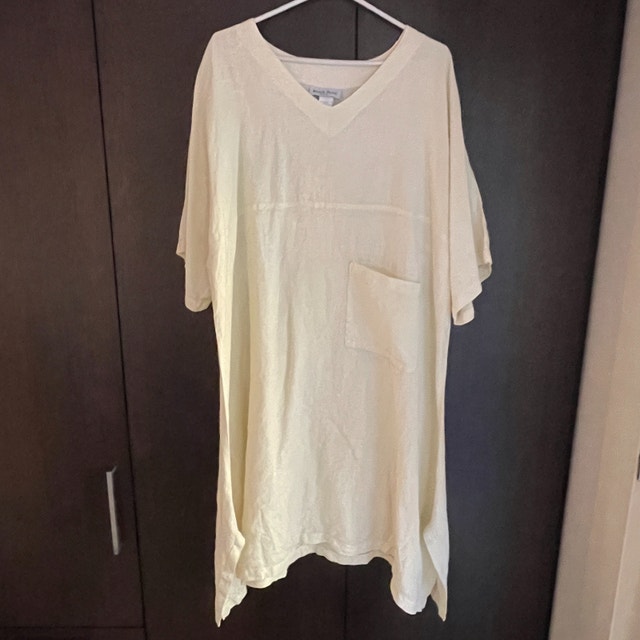 100% Linen Pale Yellow Oversized Dress - Sz. L/XL