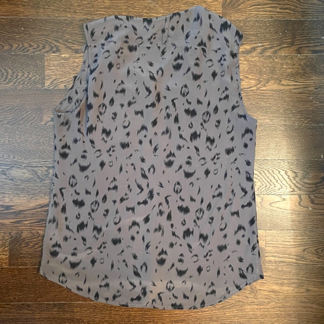 Babaton Silk Sleeveless Blouse-Mocha Brown/black print-Med - photo 3