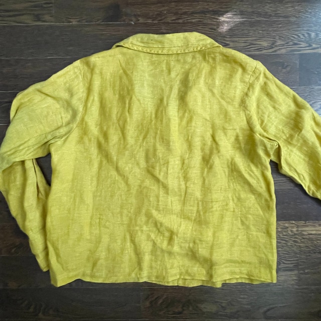 Flax 100% Linen Short Blazer Cardigan Mustard Yellow-Small/MED - photo 4