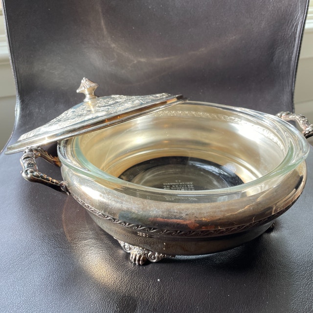 Vintage WM Rogers Silverplate Bowl- Pyrex Insert - photo 5