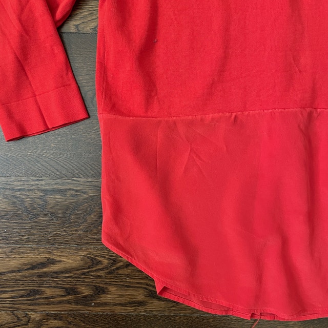 COS Red Knit Top with Silk Panel and Back Buttons-Size XS - photo 2