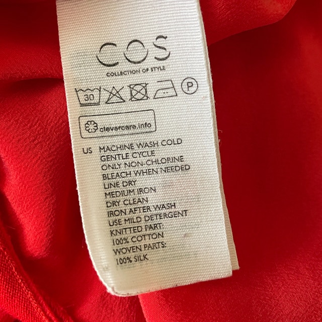 COS Red Knit Top with Silk Panel and Back Buttons-Size XS - photo 5
