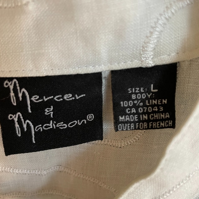 White 100% linen shirt embroidered detail-Sz. Large NEW (no tag) - photo 3