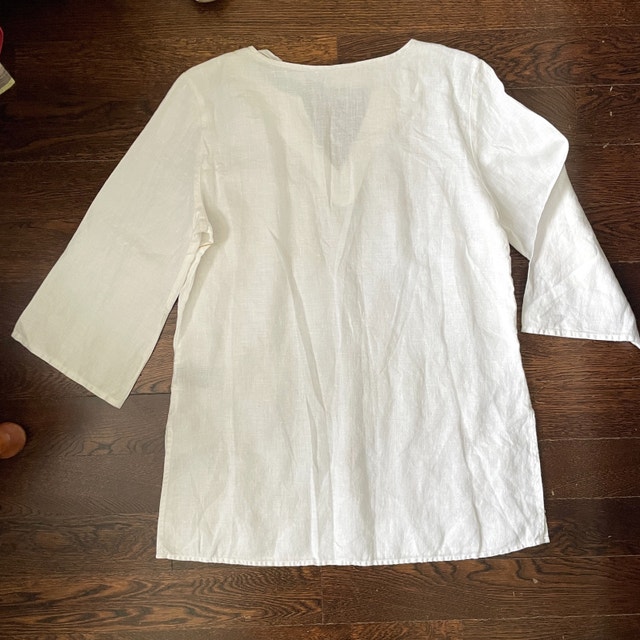 Autograph White 100% Irish Linen Tunic Blouse top-Medium - photo 4