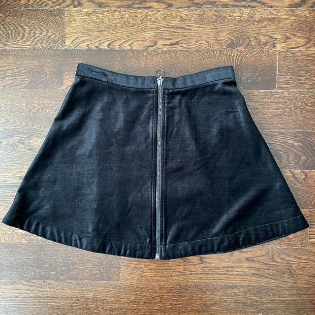 Free People Black Velvet Zip Mini Skirt. Size 4 - Like New - photo 2