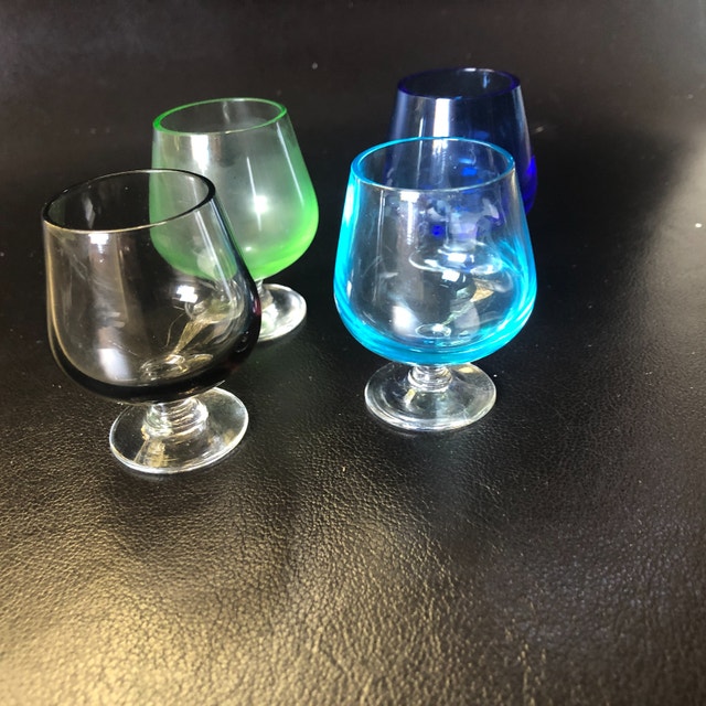 Vintage 80s set 3 Multi Coloured Mini Brandy Snifters Shot Glass - photo 2