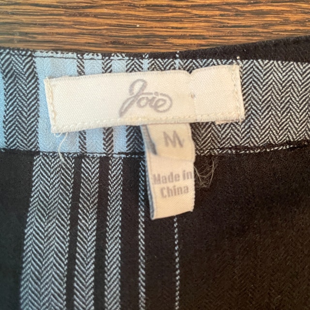 Joie Blue/Black Plaid 3/4 Sleeve Cotton Blouse Top-Medium - photo 2