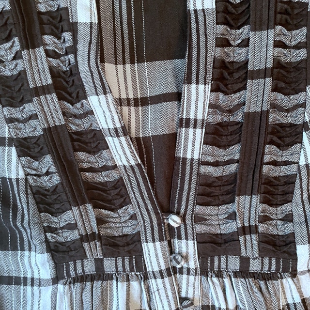Joie Blue/Black Plaid 3/4 Sleeve Cotton Blouse Top-Medium - photo 3