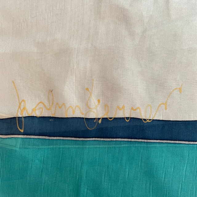 Vintage Handpainted Scarf with Sail Boats, Signed-100% Silk - photo 5