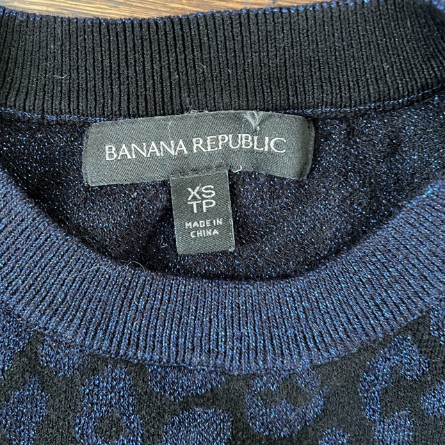 Banana Republic Black & Blue metallic leopard print sweater-XS - photo 3