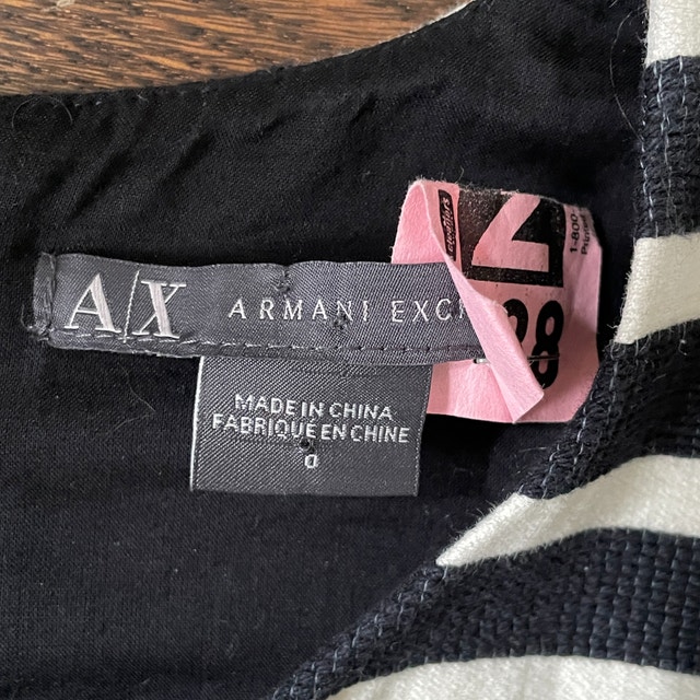 A/X Armani Exchange Black/Cream Striped Fit N Flare Dress-Size 0 - photo 3