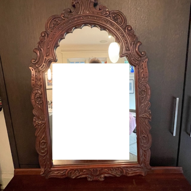 Antique Carved Walnut Console Hall Table and Mirror - photo 4