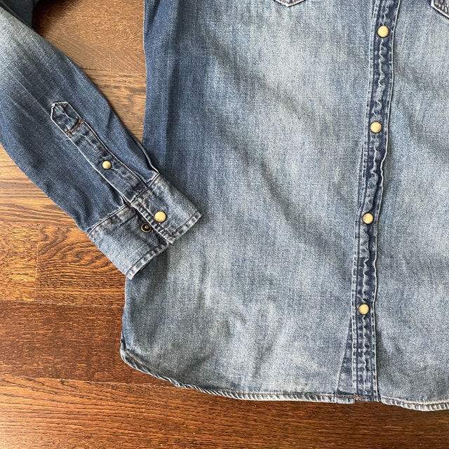 Men's All Saints denim shirt with corduroy collar-Small - photo 4