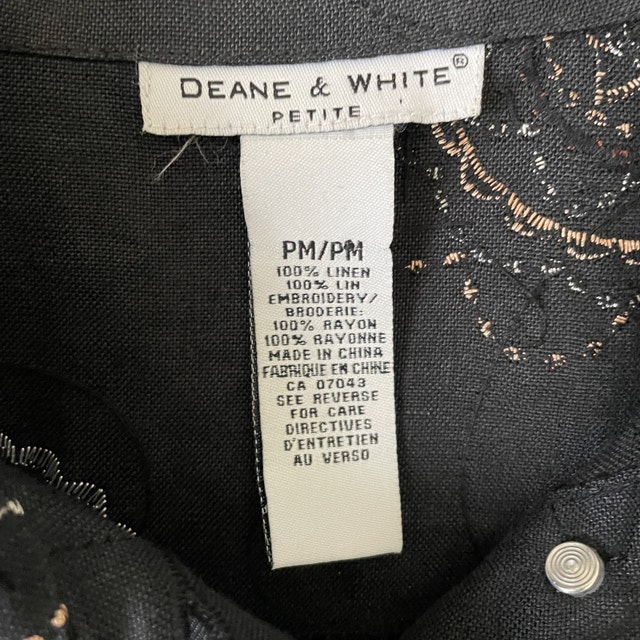 Deane & White Black Linen Jacket-Gold Embroidery-Medium - photo 3