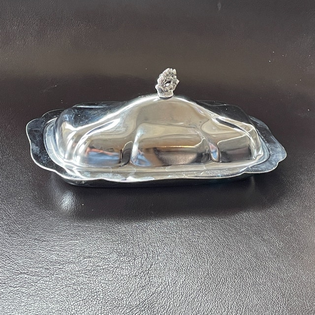 Vintage 70s Metal 3 piece butter dish - photo 2