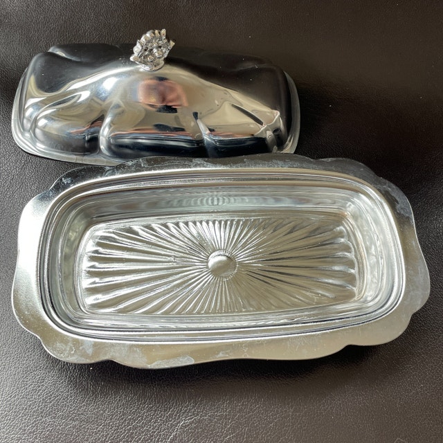 Vintage 70s Metal 3 piece butter dish - photo 3