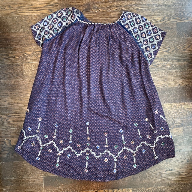 Free People Embroidered Knit Tunic Mini Dress Navy-Med - photo 3
