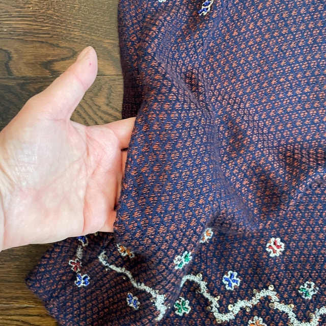 Free People Embroidered Knit Tunic Mini Dress Navy-Med - photo 4