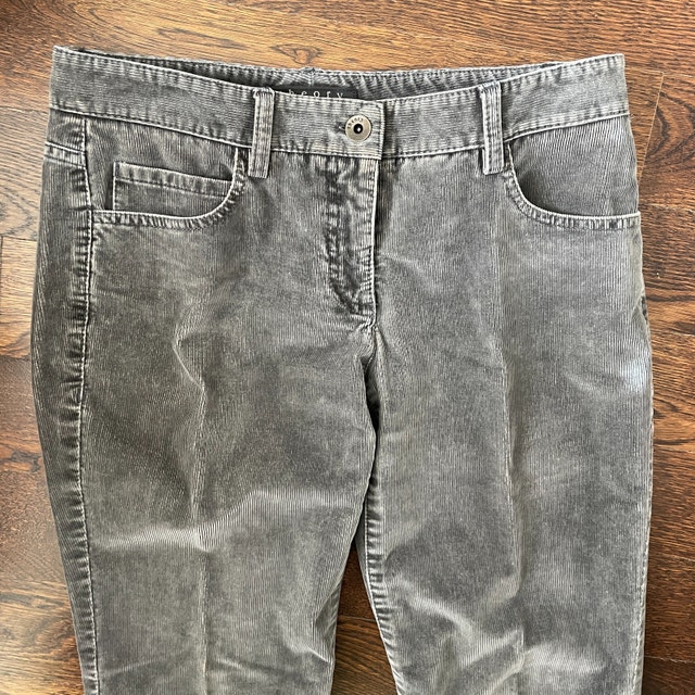 Theory Distressed Gray Corduroy Flare Pants-Size 0 - photo 2