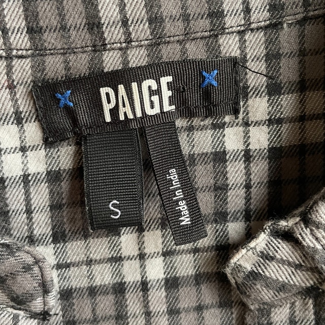 PAIGE Josslyn Shirt Cozy Plaid Button Up-Gray/white-Small - photo 3