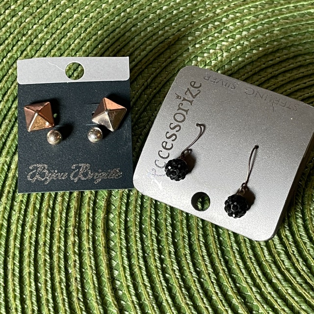 3 pairs of cute earrings 2 studs and 1 ball-pierced ears