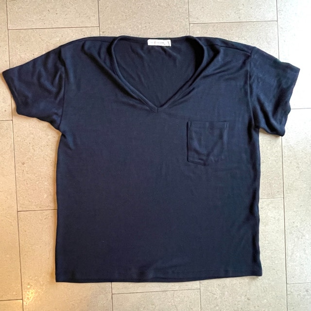 Rag & Bone V-Neck Pocket Tee T-Shirt Women’s Black Blue-Medium
