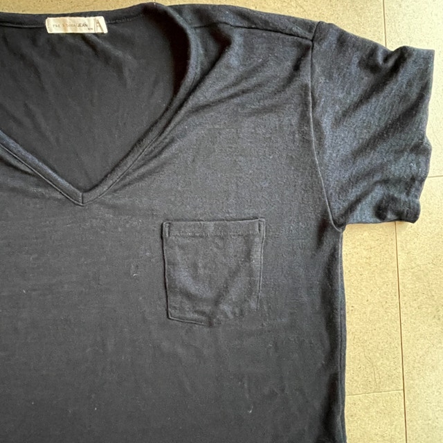 Rag & Bone V-Neck Pocket Tee T-Shirt Women’s Black Blue-Medium - photo 5