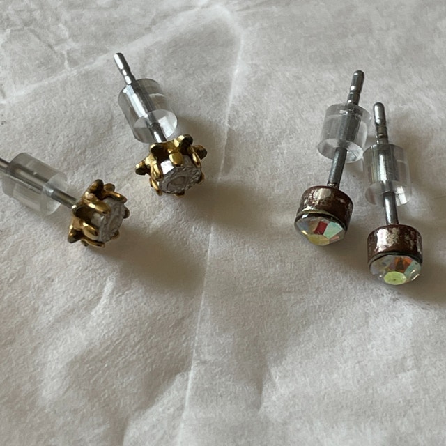 3 earrings - 2 cute stud and 1 pair small hoops for pierced ears - photo 4