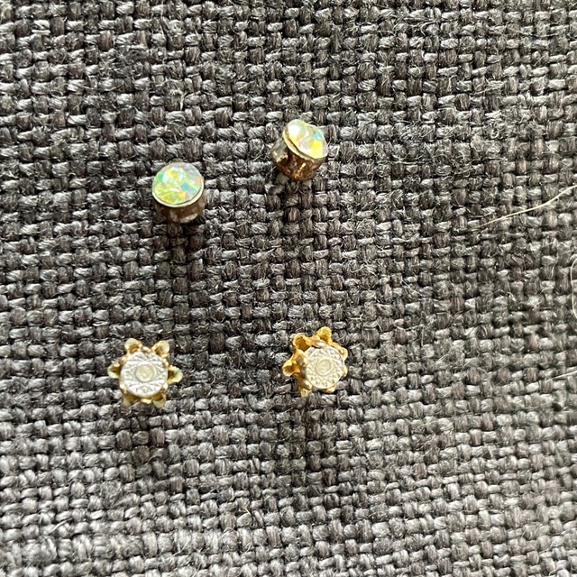 3 earrings - 2 cute stud and 1 pair small hoops for pierced ears - photo 5
