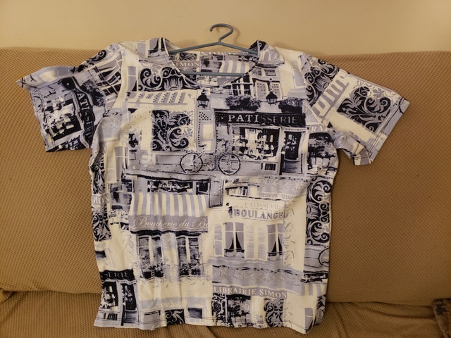 Paris Pattern Fiori Women’s Summer Shirt Large