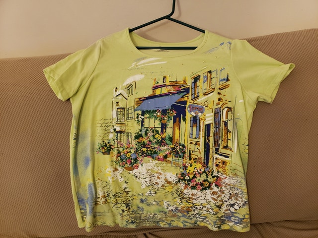 Café Garden Pattern Fiori Women’s Summer Shirt Large