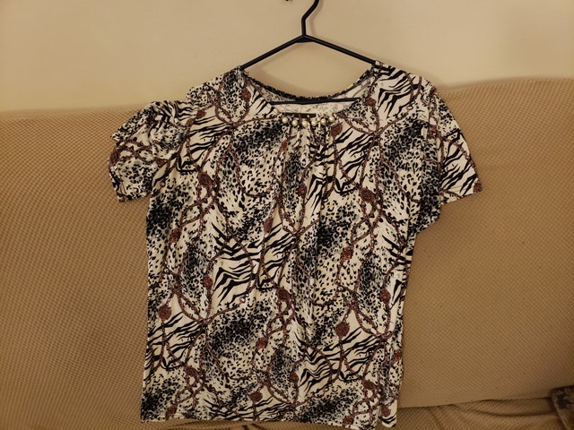 Zebra Leopard Chains Pattern Fiori Women’s Summer Shirt Large