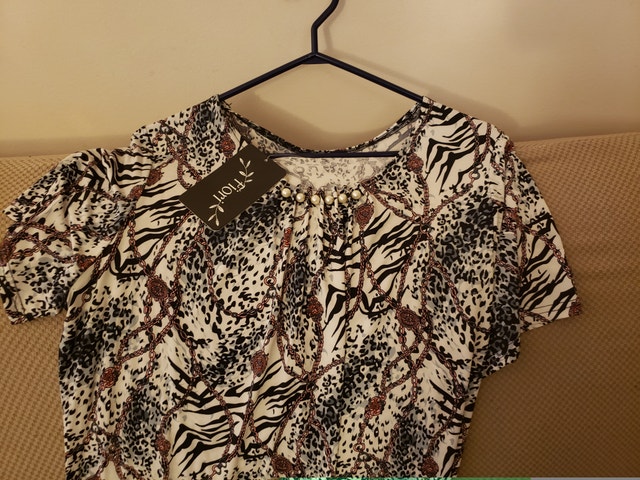 Zebra Leopard Chains Pattern Fiori Women’s Summer Shirt Large - photo 2