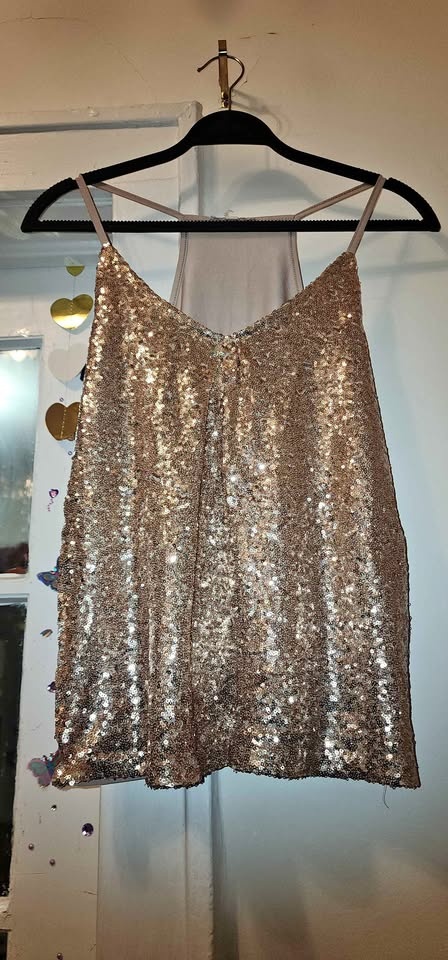 Women's gold sequin cami top