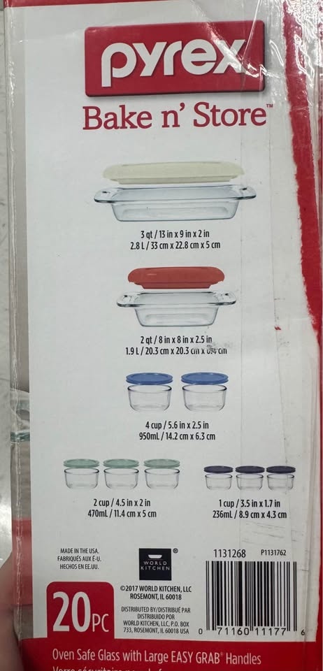 Pyrex 20 Piece Easy Grip Bake n’ Store Set - Brand New - photo 2
