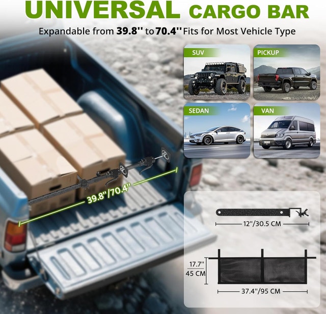 Truck Bed Cargo Bar (39.4 to 70.8 Inches adjustable) - photo 2
