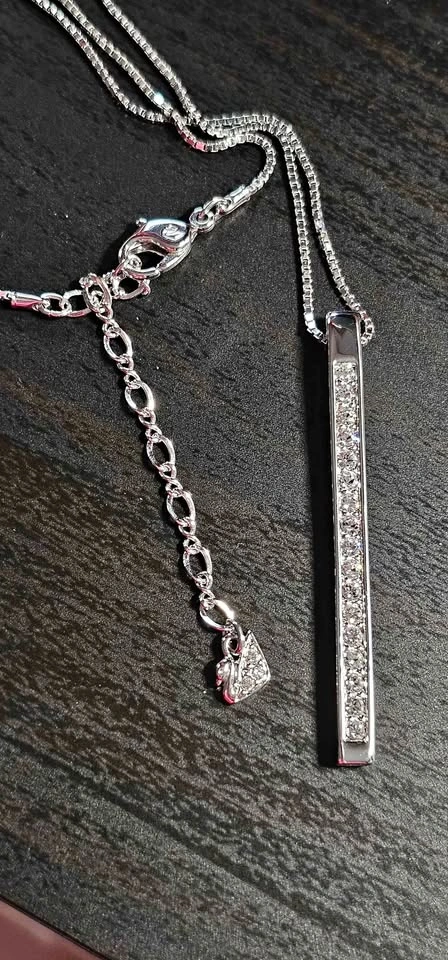 SWAROVSKI Crystal Bar Drop Pendant Necklace NWOT