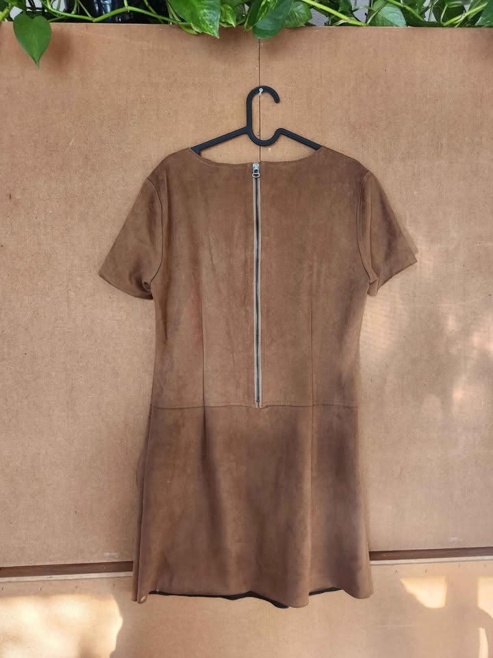 Tan Suede Dress with Pockets - photo 4