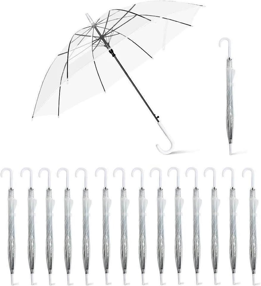 15PCS High-Visibility Clear Umbrellas