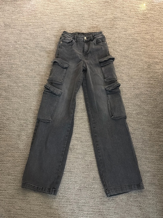 Garage Grey Denim Cargo Pants - Small